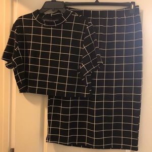 Black Crop Top and Midi Skirt Set